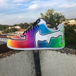 Custom rainbow drip air force 1s